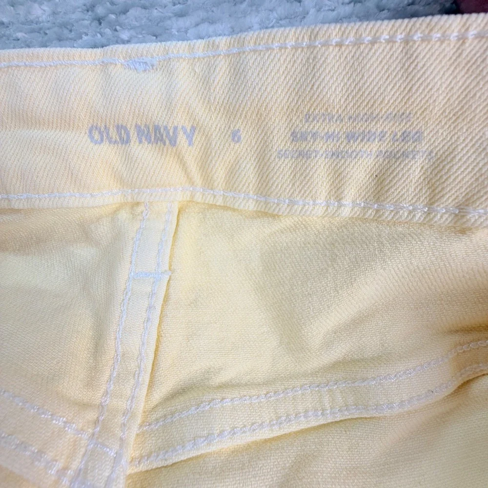 Old Navy Sky-Hi Wide-Leg Jeans Extra High-Rise Cotton Size 6 Yellow Pastel Boho